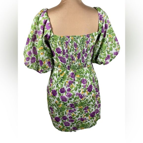 MILK & HONEY LA PUFF SLEEVE MINI FLORAL DRESS SIZE: LARGE NWT - Picture 3 of 9
